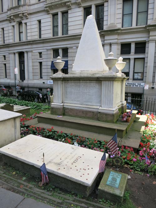 Alexander and Eliza Hamilton Gravesite, Cemetery, Trinity Church, Broadway at Wall Street, Lower Manhattan, July 2, 2016