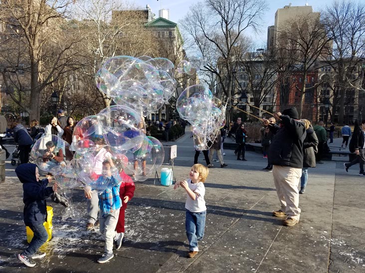 Bubbles, Washington Square Park, Greenwich Village, Manhattan, January 21, 2018