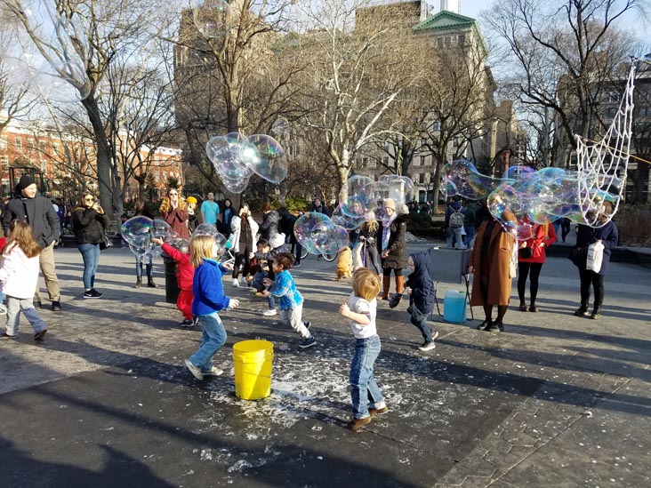 Bubbles, Washington Square Park, Greenwich Village, Manhattan, January 21, 2018
