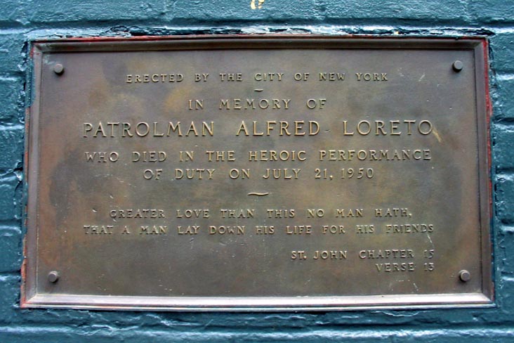 Patrolman Alfred Loreto Plaque, Loreto Playground, Morris Park, The Bronx