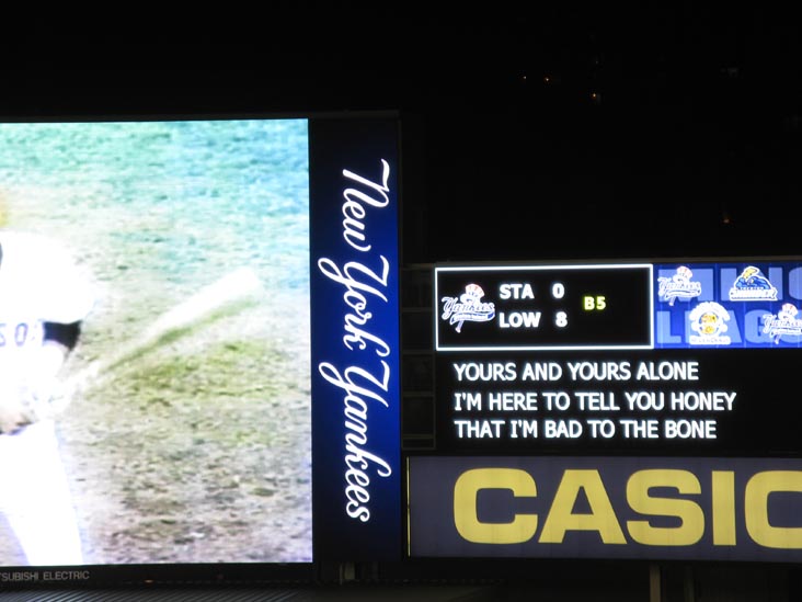 Bad To The Bone Closed Captioning, New York Yankees vs. Seattle Mariners, Yankee Stadium, The Bronx, July 1, 2009