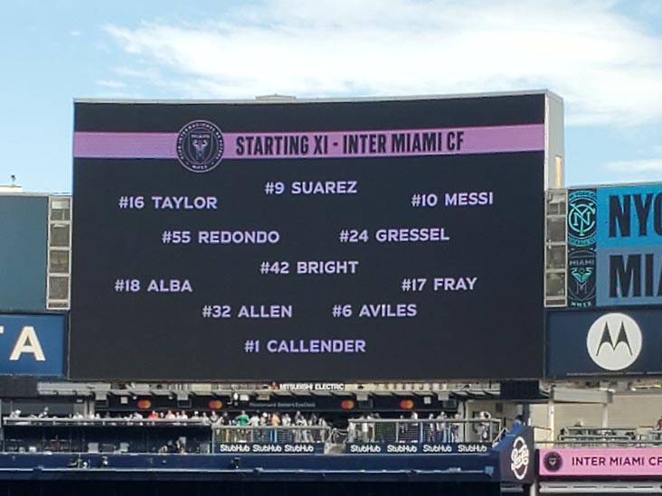 Inter Miami Starting XI, Jumbotron, Pregame, NYCFC vs. Inter Miami CF, Yankee Stadium, The Bronx, September 21, 2024