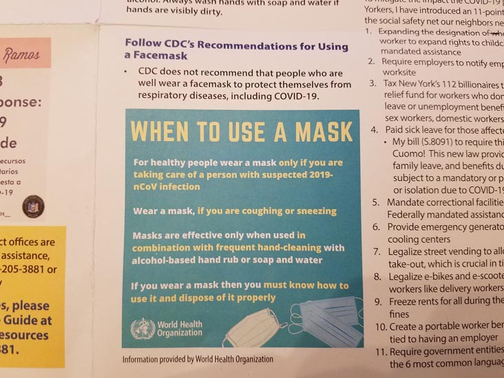 CDC Facemask Recommendations, State Senator Jessica Ramos Newsletter, April 10, 2020