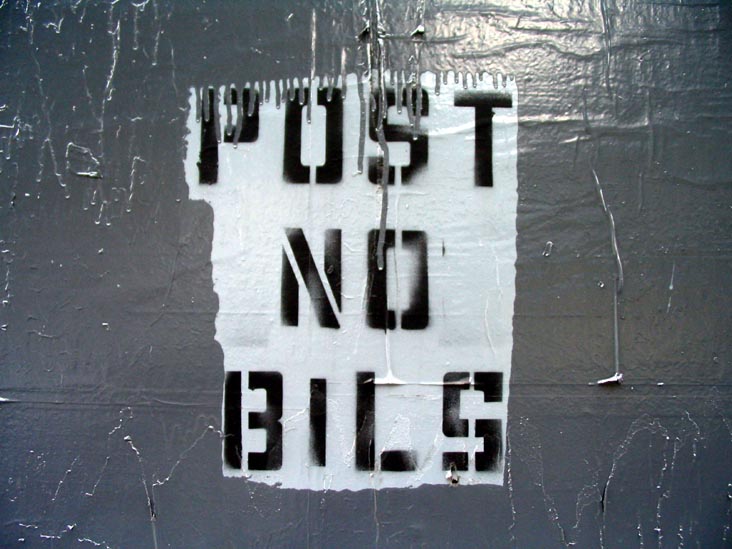 "Post No Bils," 59th Street and York Avenue, NW Corner, Upper East Side, Manhattan