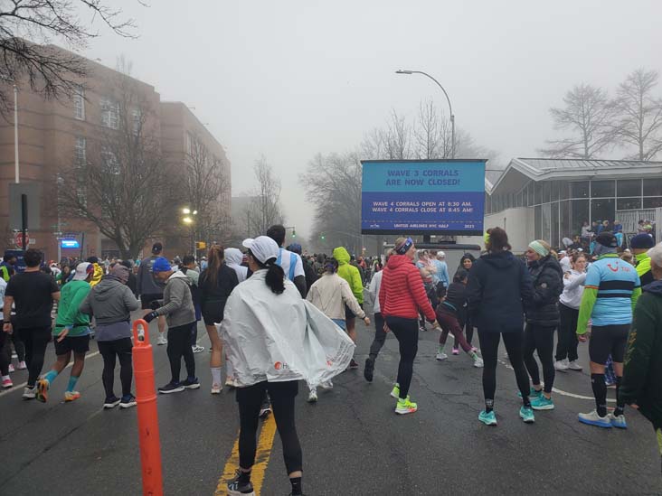 Running Corrals, Washington Avenue, Crown Heights, Brooklyn, 2025 United Airlines NYC Half Marathon, March 16, 2025