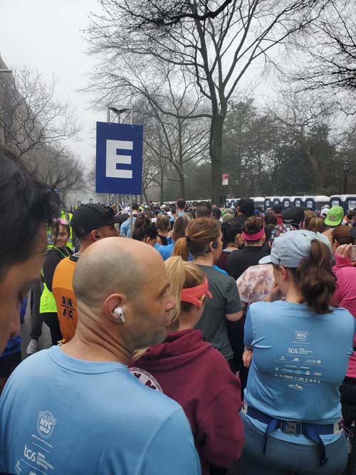 Running Corrals, Washington Avenue, Crown Heights, Brooklyn, 2025 United Airlines NYC Half Marathon, March 16, 2025