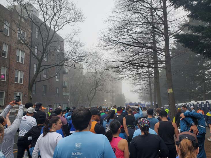 Leadup to Starting Line, Washington Avenue, Crown Heights, Brooklyn, 2025 United Airlines NYC Half Marathon, March 16, 2025