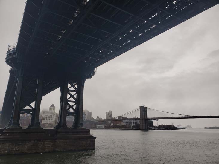 Manhattan Bridge, Brooklyn Bridge From FDR Drive, Manhattan, 2025 United Airlines NYC Half Marathon, March 16, 2025