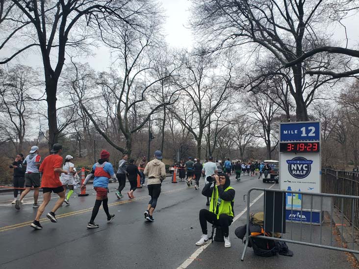 Mile 12 Marker, East Drive, Central Park, Manhattan, 2025 United Airlines NYC Half Marathon, March 16, 2025