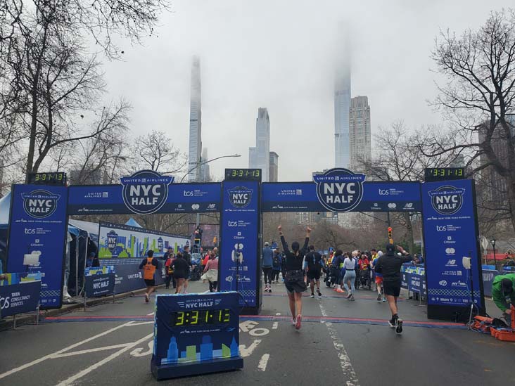 Finish Line, West Drive, Central Park, Manhattan, 2025 United Airlines NYC Half Marathon, March 16, 2025