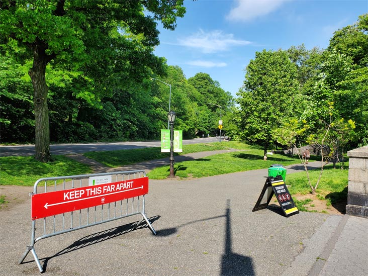 Social Distance Guidelines, West Drive at Central Park North, Central Park, Manhattan, May 27, 2020, 9:06 a.m.