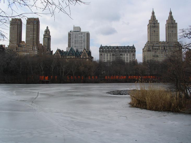 View of the Lake from Bow Bridge, Christo and Jeanne-Claude's Gates Project: Opening Day, February 12, 2005