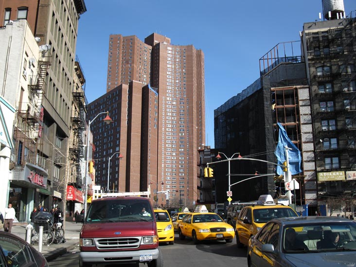 Looking North Up Bowery Toward Confucius Plaza From Chatham Square, Chinatown, Lower Manhattan, February 9, 2010