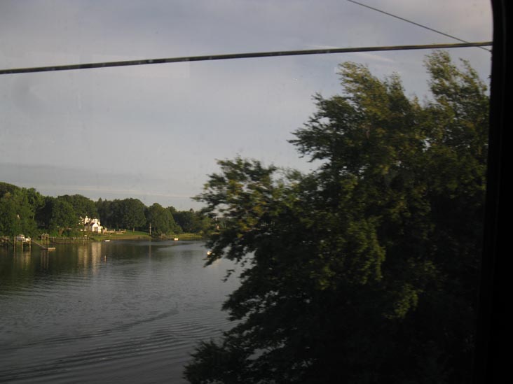 Cos Cob Harbor, Greenwich, Connecticut, Amtrak Train 2259 From Boston South Station To New York Penn Station, July 25, 2010