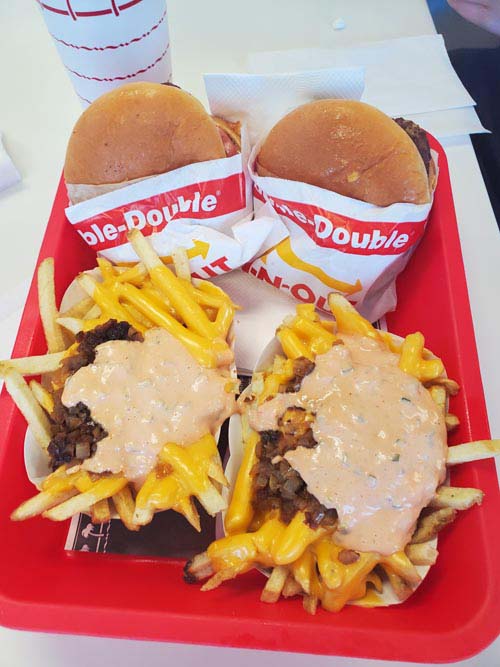 Double-Double Cheeseburgers and Animal Style Fries, In-N-Out Burger, 920 East Playa Del Norte, Tempe, Arizona, February 18, 2025