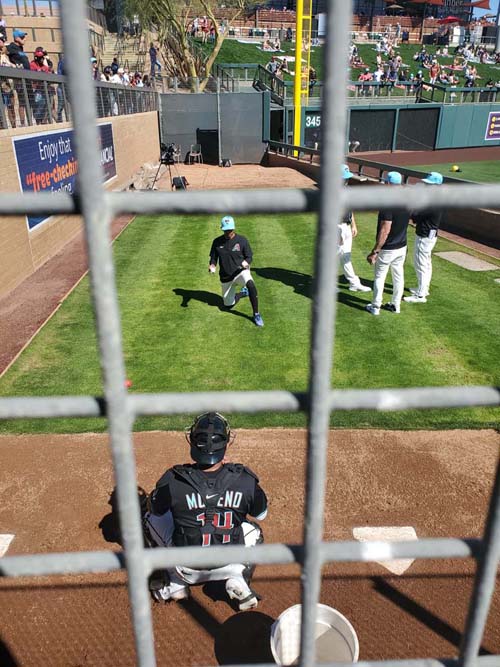 Gabriel Moreno Warmup, Salt River Fields at Talking Stick, Scottsdale, Arizona, February 21, 2025