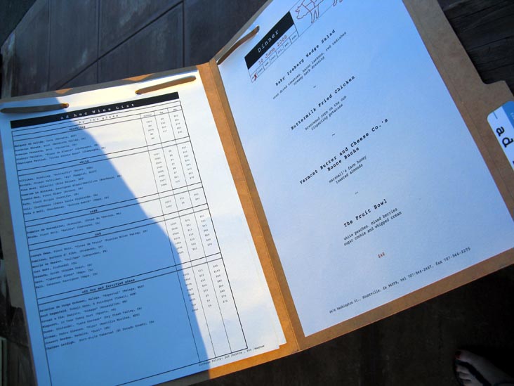 Menu, Ad Hoc, 6476 Washington Street, Yountville, California