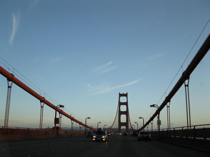 Driving Southbound Across The Golden Gate Bridge, San Francisco, California, March 17, 2010