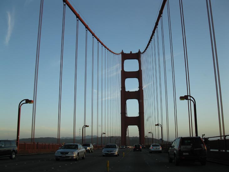 Driving Southbound Across The Golden Gate Bridge, San Francisco, California, March 17, 2010