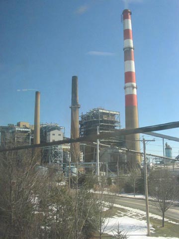 Bridgeport Harbor Generating Station From Northbound Metro-North Train, Bridgeport, Connecticut