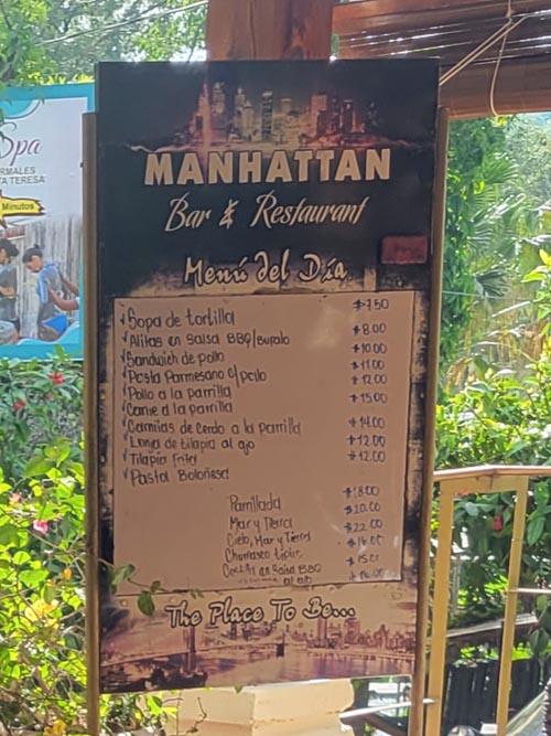 Manhattan Bar & Restaurant Menu, Termales de Santa Teresa, Ahuachapán, El Salvador, August 10, 2024