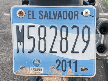 El Salvador Motorcycle License Plate, Suchitoto, El Salvador, August 13, 2024