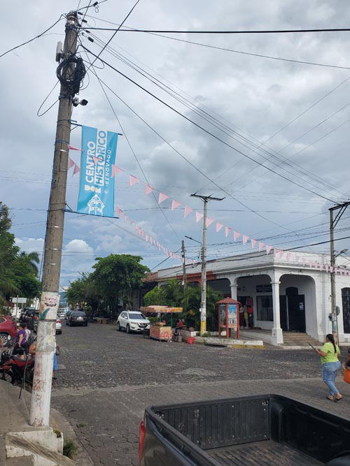 Calle Francisco Morazán at Avenida 5 de Noviembre, Suchitoto, El Salvador, August 13, 2024