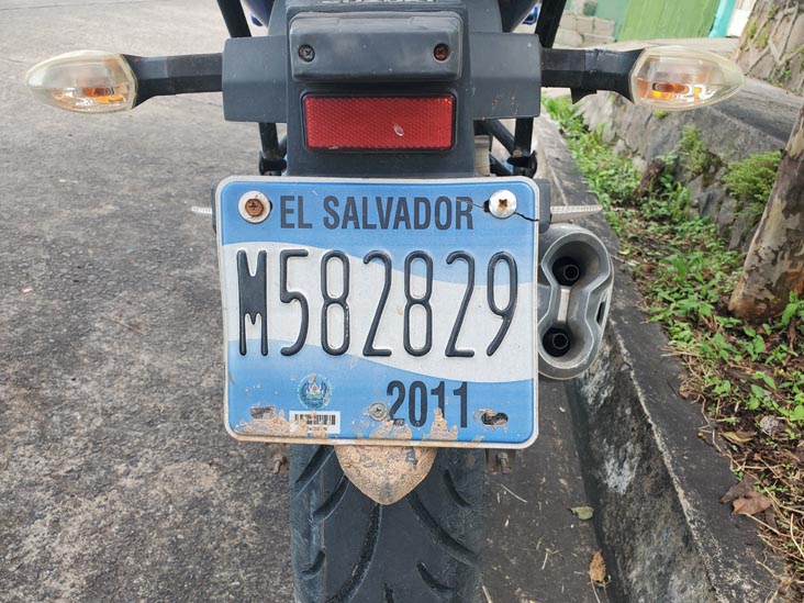 Motorcycle License Plate, 2a Avenida Sur Near 3a Calle Poniente, Suchitoto, El Salvador, August 13, 2024