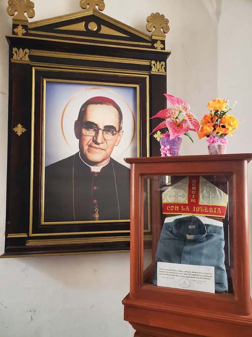 Óscar Romero Portrait and Shirt, Parroquia de Santa Lucía, Suchitoto, El Salvador, August 13, 2024