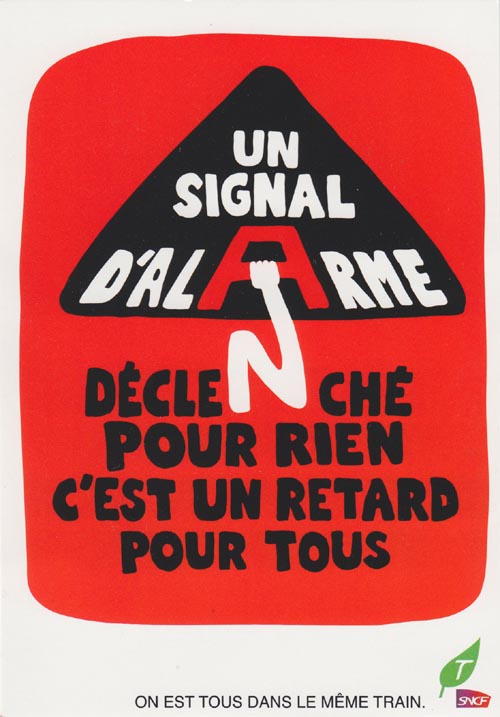 Un Signal D'Alarme Postcard, RER, Paris, France