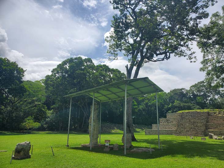 Stele 3 and Structure 4, Great Plaza, Copán, Copán Ruinas, Honduras, August 12, 2024