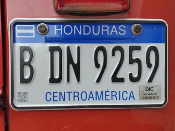 Honduras License Plate, Copán Ruinas, Honduras, August 13, 2024