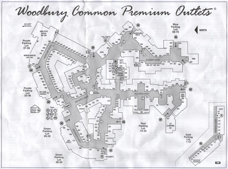 Woodbury Commons Stores & Center Map - Woodbury Outlet NY