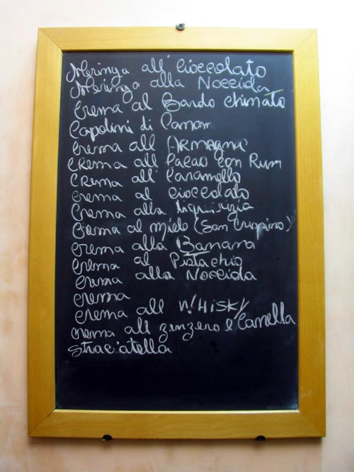 Menu, San Crispino, Via della Panetteria, 42, Rome, Lazio, Italy