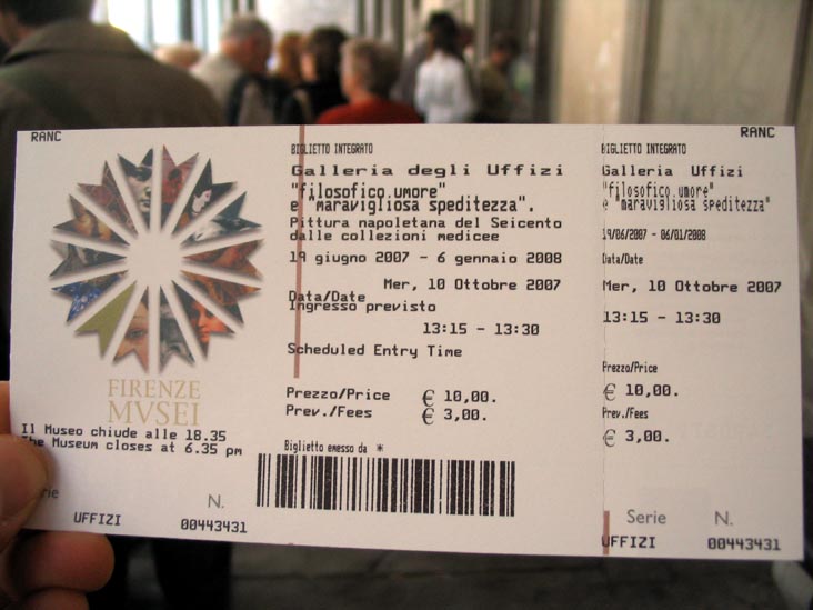 Ticket, Galleria degli Uffizi, Florence, Tuscany, Italy