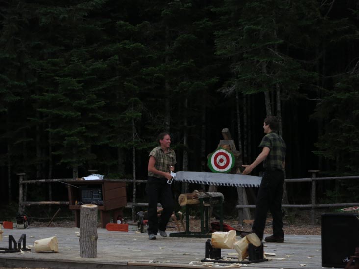 Wood Sawing, Timber Tina's Great Maine Lumberjack Show, Trenton, Maine, July 4, 2013