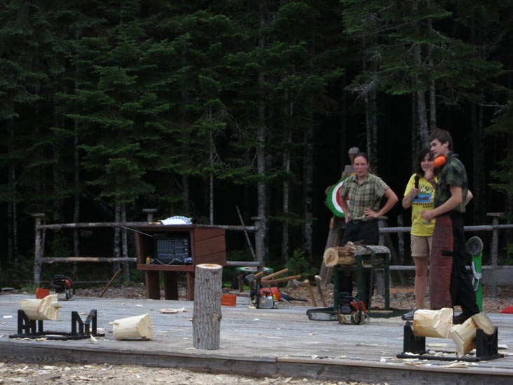 Wood Sawing, Timber Tina's Great Maine Lumberjack Show, Trenton, Maine, July 4, 2013