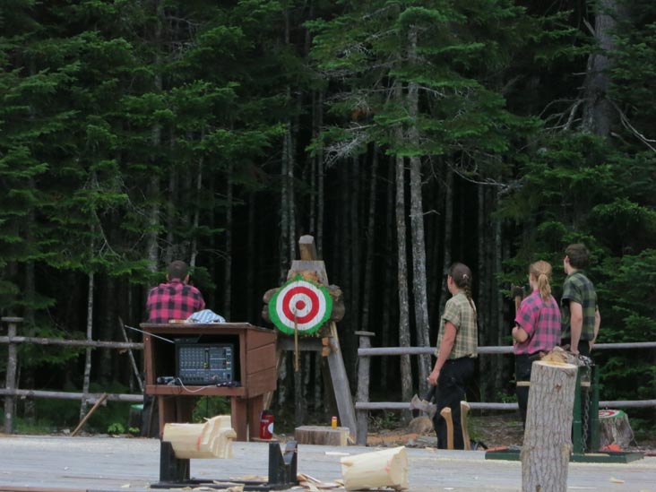 Ax Throwing, Timber Tina's Great Maine Lumberjack Show, Trenton, Maine, July 4, 2013