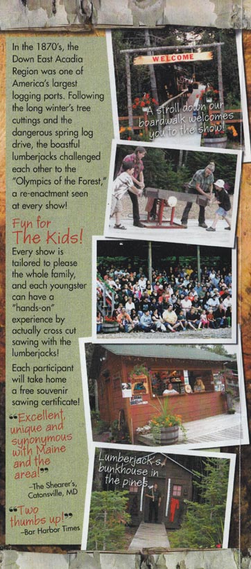 Timber Tina's Great Maine Lumberjack Show Brochure, Trenton, Maine