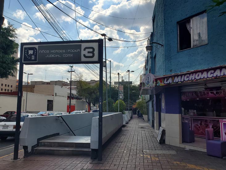 Niños Héros Subway Station Entrance, Colonia Doctores, Mexico City/Ciudad de México, Mexico, September 2, 2023