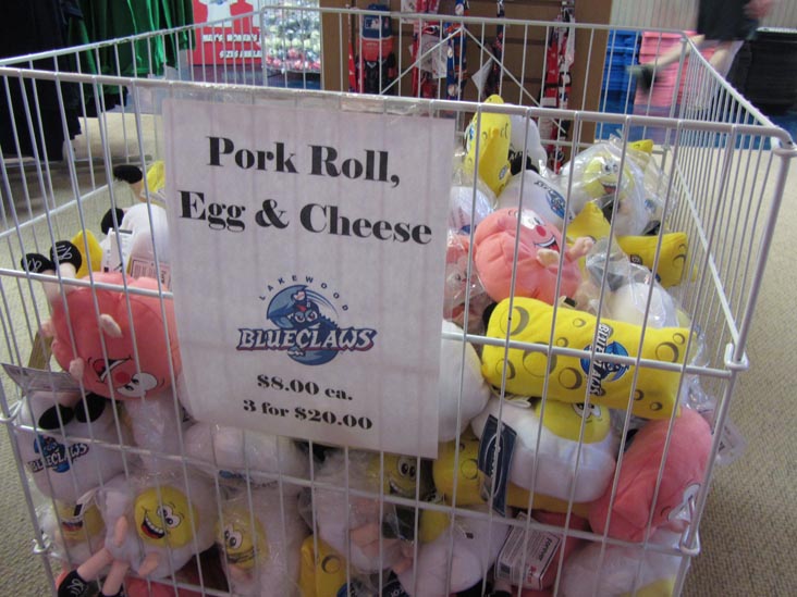 Pork Roll, Egg and Cheese BlueClaws Stuffed Dolls, Team Shop, FirstEnergy Park, Lakewood, New Jersey, August 3, 2014