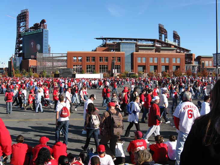 Outside Citizens Bank Park, 2008 Phillies World Series Parade Rally, South Philadelphia, Philadelphia, Pennsylvania, October 31, 2008, 3:13 p.m.