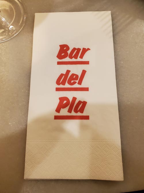 Napkin, Bar del Pla, El Born, Barcelona, Spain, April 29, 2024