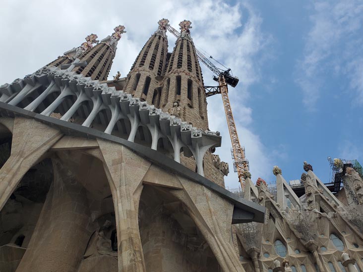 Passion Façade and Towers, Basílica de la Sagrada Família, Barcelona, Spain, April 25, 2024