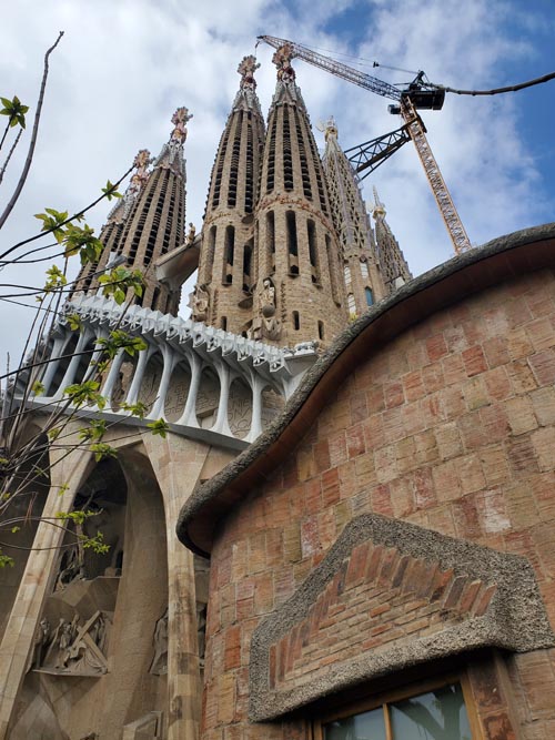 Passion Façade and Towers, Basílica de la Sagrada Família, Barcelona, Spain, April 25, 2024