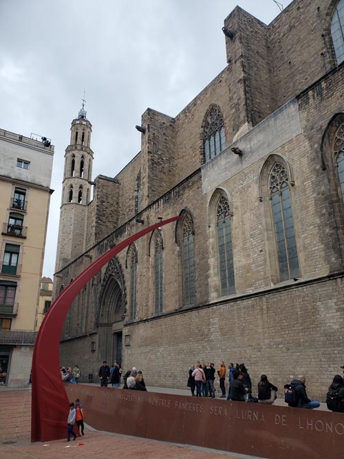 Fossar de les Moreres and Basílica de Santa Maria del Mar, El Born, Barcelona, Spain, April 27, 2024