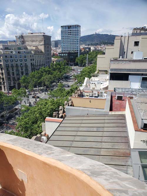 View Toward Tibidabo, Passeig de Gràcia From Terrace, La Pedrera-Casa Milà, Barcelona, Spain, April 26, 2024