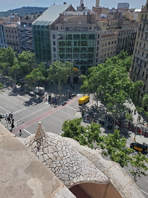 View of Passeig de Gràcia From Terrace, La Pedrera-Casa Milà, Barcelona, Spain, April 26, 2024