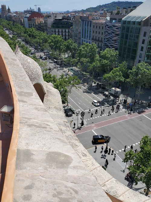 View of Passeig de Gràcia From Terrace, La Pedrera-Casa Milà, Barcelona, Spain, April 26, 2024