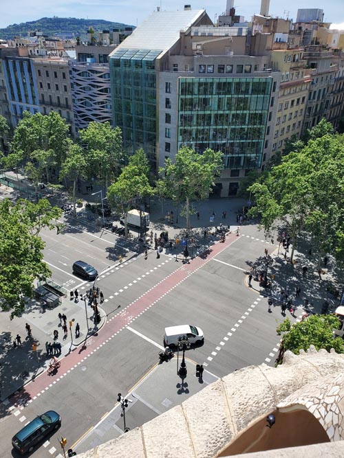 View of Passeig de Gràcia From Terrace, La Pedrera-Casa Milà, Barcelona, Spain, April 26, 2024